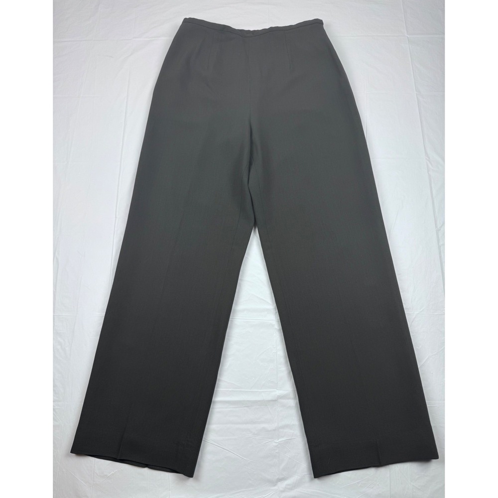 Ann Taylor Factory Store Gray 100% Wool Wide Leg Dress Pants Petite 8P Side Zip